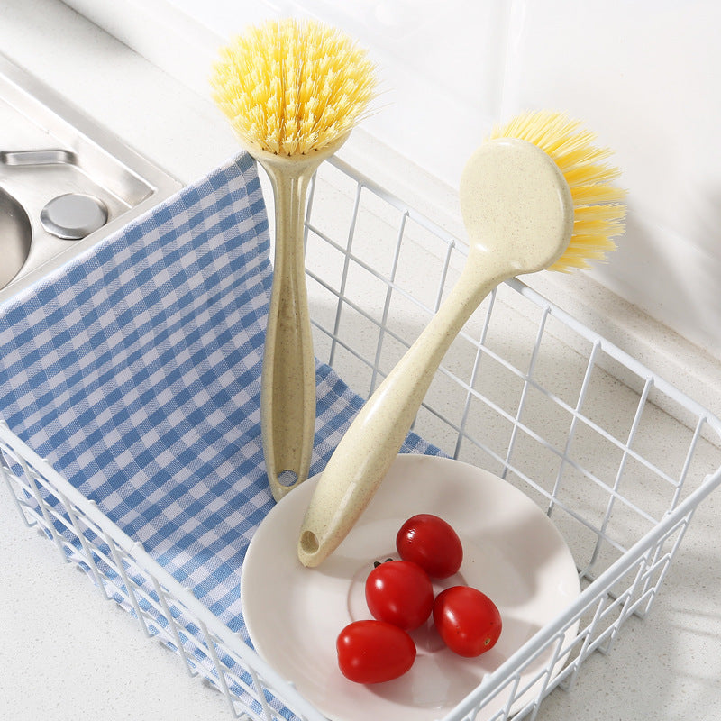 Hanging long-handled pot brush