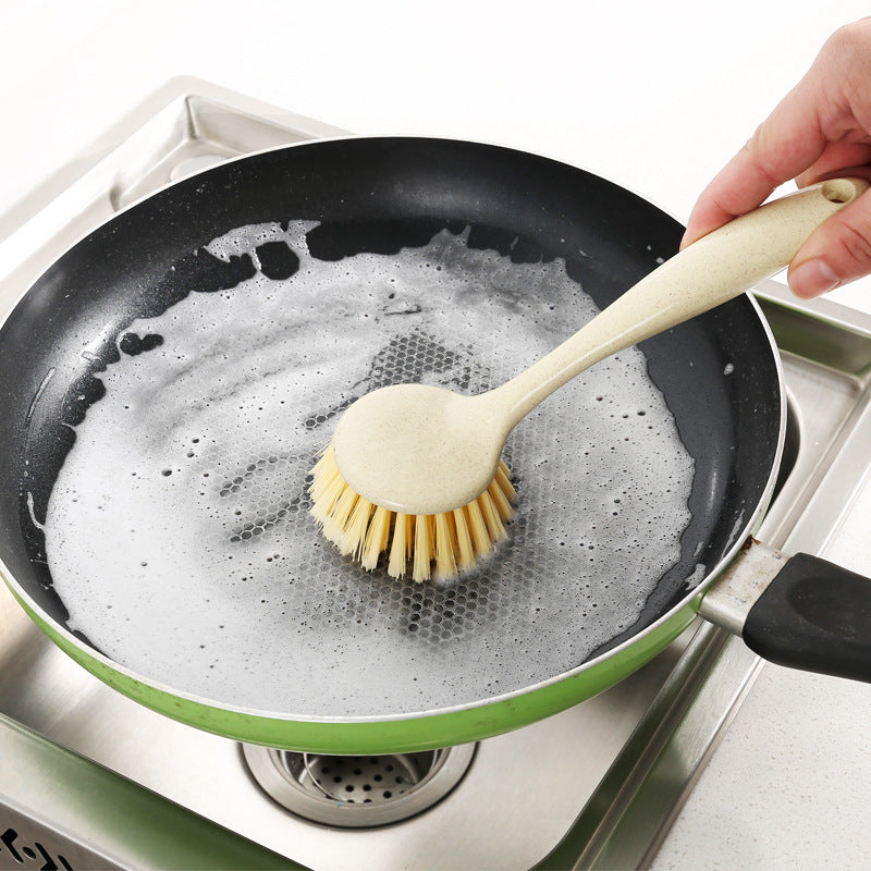 Hanging long-handled pot brush