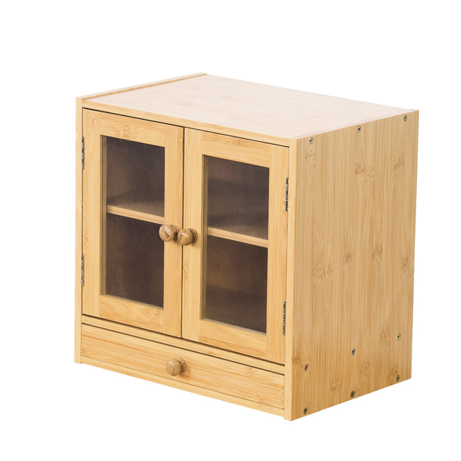Bamboo two-tier box storage with drawers