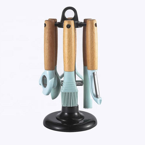 6-piece blue kitchen gadget organizer for home use