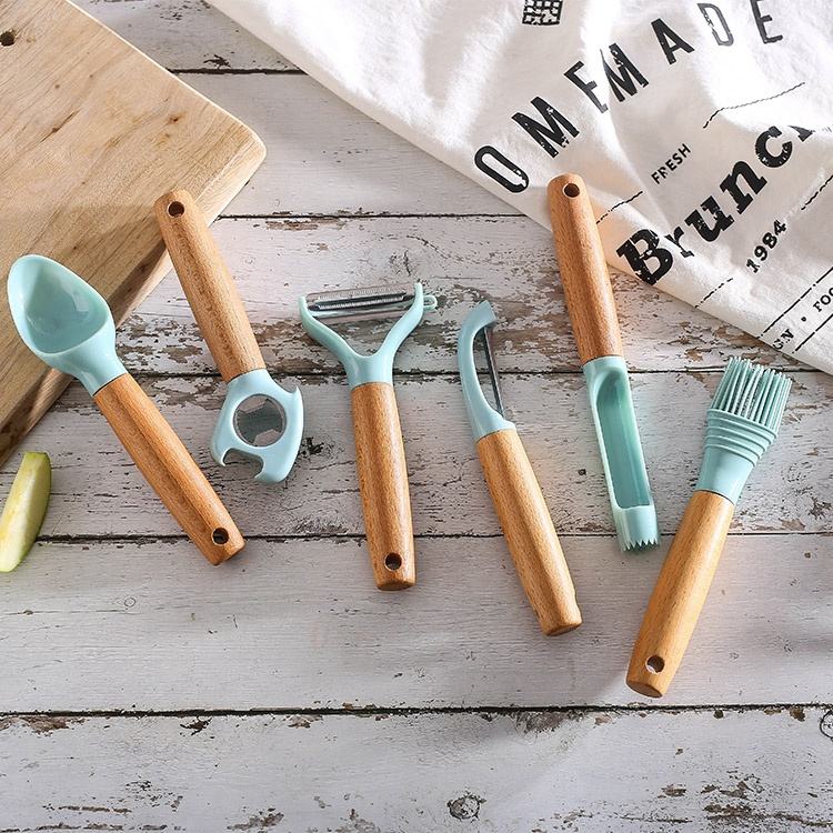 6-piece blue kitchen gadget organizer for home use