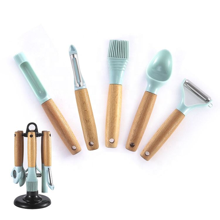6-piece blue kitchen gadget organizer for home use